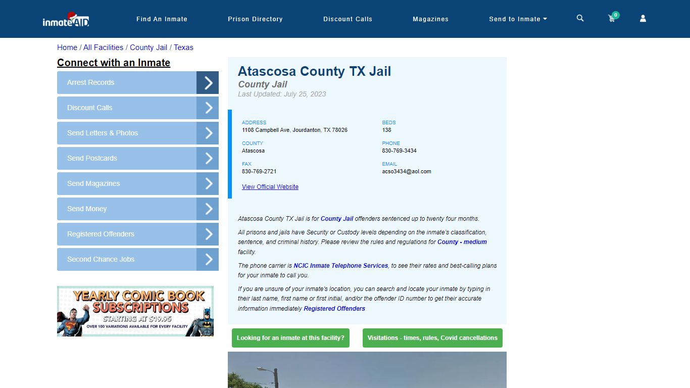 Atascosa County TX Jail - Inmate Locator - Jourdanton, TX